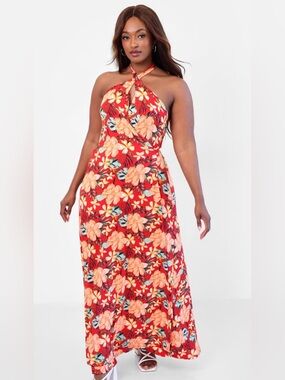 Rebdolls New With Tags Red Floral Halter Maxi dress